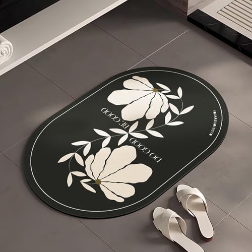 Badezimmerteppich 60X90Cm Weiße Blumen Badteppich rutschfest Waschbar,Duschvorleger Schnelltrocknend,Stein Badematte,Diatomite Stone Bath Mat,Super Absorbierende Badvorleger Badezimmerteppich 60X90Cm Weiße Blumen Badteppich rutschfest Waschbar,Duschvorleger Schnelltrocknend,Stein Badematte,Diatomite Stone Bath Mat,Super Absorbierende Badvorleger von LWLFC