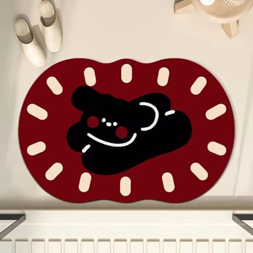 Badezimmerteppich 80X120Cm Rot Badteppich rutschfest Waschbar,Duschvorleger Schnelltrocknend,Stein Badematte,Diatomite Stone Bath Mat,Super Absorbierende Badvorleger Badezimmerteppich 80X120Cm Rot Badteppich rutschfest Waschbar,Duschvorleger Schnelltrocknend,Stein Badematte,Diatomite Stone Bath Mat,Super Absorbierende Badvorleger von LWLFC