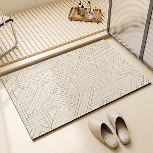 Badezimmerteppich Geometrie Badteppich rutschfest Waschbar,Duschvorleger Schnelltrocknend,Stein Badematte,Diatomite Stone Bath Mat,Super Absorbierende Badvorleger von LWLFC