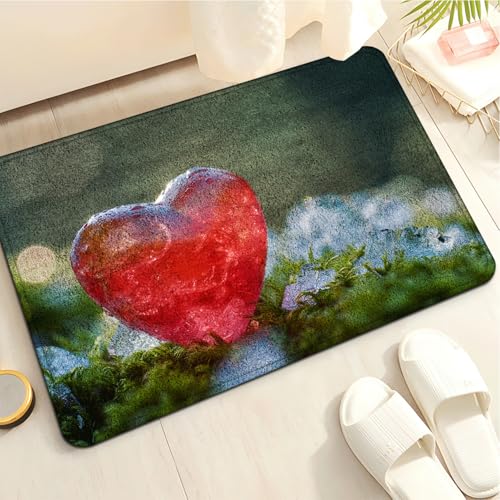 Badezimmerteppich Herz Geformtes Muster Badematte rutschfest Flauschig,Badteppich Waschbar,Teppich Badezimmer, Weiche Mikrofaser Bad Teppich,Bathroom Mat von LWLFC