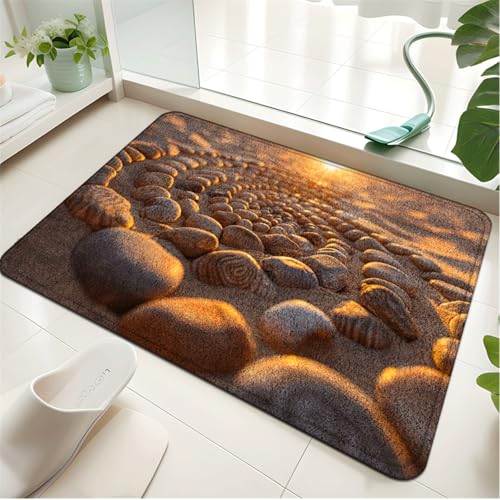 Badezimmerteppich Khaki Stein Badematte rutschfest Flauschig,Badteppich Waschbar,Teppich Badezimmer, Weiche Mikrofaser Bad Teppich,Bathroom Mat von LWLFC