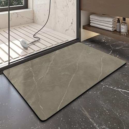 Badezimmerteppich Marmor Badteppich rutschfest Waschbar,Duschvorleger Schnelltrocknend,Stein Badematte,Diatomite Stone Bath Mat,Super Absorbierende Badvorleger von LWLFC