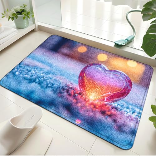 Badezimmerteppich Rosa Edelstein Badematte rutschfest Flauschig,Badteppich Waschbar,Teppich Badezimmer, Weiche Mikrofaser Bad Teppich,Badezimmer Teppiche von LWLFC