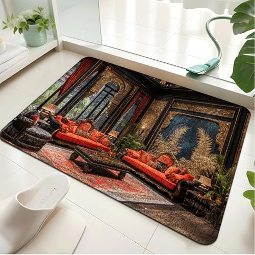 Badezimmerteppich Schwarzes Sofa Badematte rutschfest Flauschig,Badteppich Waschbar,Teppich Badezimmer, Weiche Mikrofaser Bad Teppich,Bathroom Mat von LWLFC