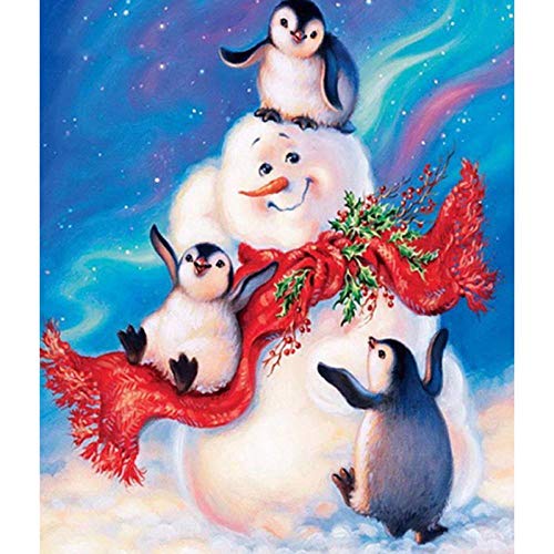 Diamond Painting Schneemann Niedlicher Pinguin Diamond Painting Set Full Kinder,Diamant Painting Bilder Erwachsene, Daiments Painting Anfänger,5D Diamant Painting Full Home Decor Art Crafts 40X50Cm von LWLFC