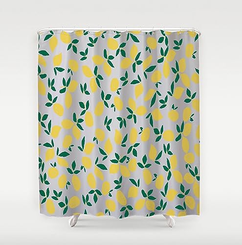 Duschvorhang 180X220 cm Lang Zitrone Duschvorhang Anti-Schimmel und Wasserabweisend Shower Curtain, Duschvorhänge mit 12 Haken,Duschvorhang Textil Waschbar,Polyester extra Long Duschvorhang 180X220 cm Lang Zitrone Duschvorhang Anti-Schimmel und Wasserabweisend Shower Curtain, Duschvorhänge mit 12 Haken,Duschvorhang Textil Waschbar,Polyester extra Long von LWLFC