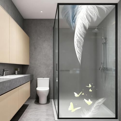 Fensterfolie Blickdicht 40X60CM Gelb Sichtschutzfolie Fenster von Aussen Anti-Uv,Fenster Folie Blickschutz für Badezimmer, Duschkabine Sowie Türen, Umkleide von LWLFC