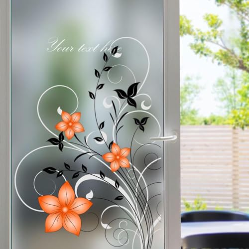 Fensterfolie Blickdicht 40X60CM Orange Sichtschutzfolie Fenster von Aussen Anti-Uv,Fenster Folie Blickschutz für Badezimmer, Duschkabine Sowie Türen, Umkleide von LWLFC
