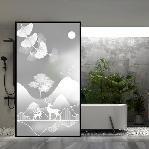 Fensterfolie Blickdicht 40X60CM Tiere Sichtschutzfolie Fenster von Aussen Anti-Uv,Fenster Folie Blickschutz für Badezimmer, Duschkabine Sowie Türen, Umkleide von LWLFC