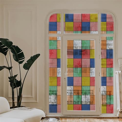 Fensterfolie Blickdicht 43x100cm Farbe Sichtschutzfolie Fenster Selbsthaftend,Milchglasfolie Anti-Uv,Folie Fenster Sichtschutz,Fenster Folie Blickschutz,Blickdichte Fensterfolie von LWLFC