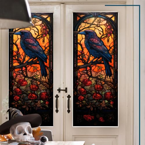Fensterfolie Blickdicht 45x100cm Zwei Vögel Sichtschutzfolie Fenster Selbsthaftend,Milchglasfolie Anti-Uv,Folie Fenster Sichtschutz,Fenster Folie Blickschutz,Blickdichte Fensterfolie von LWLFC