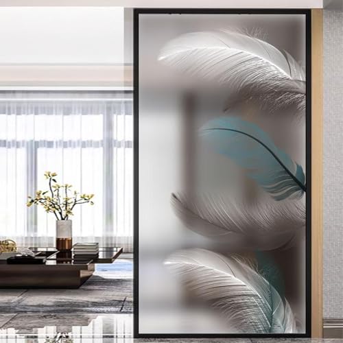 Fensterfolie Blickdicht 45x75cm Blau Sichtschutzfolie Fenster von Aussen Anti-Uv,Fenster Folie Blickschutz für Badezimmer, Duschkabine Sowie Türen, Umkleide von LWLFC