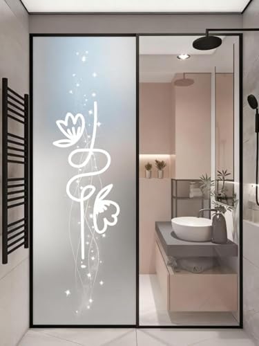 Fensterfolie Blickdicht 50X120CM Linie Sichtschutzfolie Fenster von Aussen Anti-Uv,Fenster Folie Blickschutz für Badezimmer, Duschkabine Sowie Türen, Umkleide von LWLFC