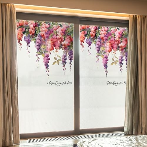 Fensterfolie Blickdicht 60x116CM Rosa Lila Blüten Folie Fenster Sichtschutz,Sichtschutz Fenster Selbsthaftend,Sichtschutzfolie Fenster Innen,Fensterfolie Sichtschutz Anti-Uv Fensterfolie Blickdicht 60x116CM Rosa Lila Blüten Folie Fenster Sichtschutz,Sichtschutz Fenster Selbsthaftend,Sichtschutzfolie Fenster Innen,Fensterfolie Sichtschutz Anti-Uv von LWLFC