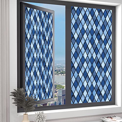 Fensterfolie Blickdicht Blau Sichtschutzfolie Fenster Selbsthaftend,Milchglasfolie Anti-Uv,Folie Fenster Sichtschutz,Fenster Folie Blickschutz,Blickdichte Fensterfolie (60x100cm) von LWLFC