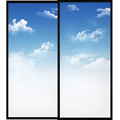Fensterfolie Blickdicht Blauer Himmel Sichtschutzfolie Fenster Selbsthaftend,Milchglasfolie Anti-Uv,Folie Fenster Sichtschutz,Fenster Folie Blickschutz,Blickdichte Fensterfolie