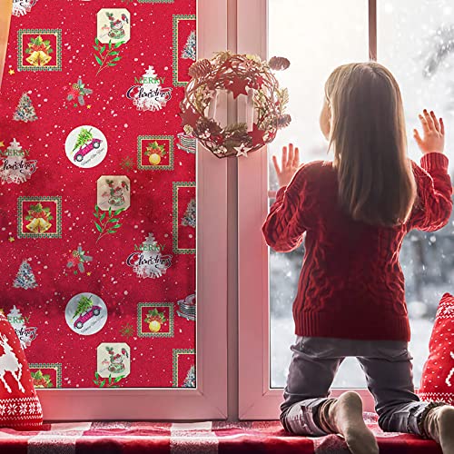 Fensterfolie Blickdicht Frohe Weihnachten Sichtschutzfolie Fenster Selbsthaftend,Milchglasfolie Anti-Uv,Folie Fenster Sichtschutz,Fenster Folie Blickschutz,Blickdichte Fensterfolie (45x200cm) von LWLFC