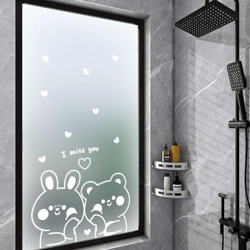 Fensterfolie Sonnenschutz Blickdicht von AussenKaninchen Statisch Selbsthaftend Dekorative Folie, Abnehmbare Glasfolien Anti-UV, für Badezimmer küche von LWLFC
