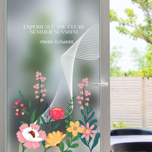 Fensterfolie Sonnenschutz Blickdicht von AussenRot Statisch Selbsthaftend Dekorative Folie, Abnehmbare Glasfolien Anti-UV, für Badezimmer küche von LWLFC