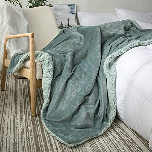 Fleecedecke Dunstblau Sherpa Decke Wohndecke Zweiseitige Kuscheldecke Extra Dick & Warm Sofadecke Mikrofaser Lauschig Wohndecke Wolldecken für Couch(130x150cm) von LWLFC