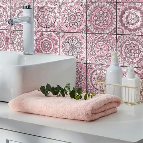 Fliesenaufkleber 15X15 CM Rosa Mandala Klebefliesen Küchenrückwand Folie Selbstklebende Fliesen Fliesenaufkleber Küche Badezimmer Fliesenfolie Vinyl Selbstklebend Wasserdicht Fliesenaufkleber 15X15 CM Rosa Mandala Klebefliesen Küchenrückwand Folie Selbstklebende Fliesen Fliesenaufkleber Küche Badezimmer Fliesenfolie Vinyl Selbstklebend Wasserdicht von LWLFC