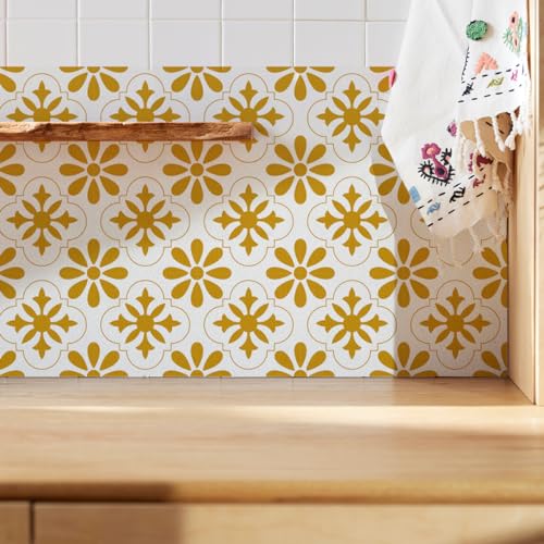 Fliesenaufkleber 20X20Cm Gelb Fliesenaufkleber Bad,Klebefliesen Küche,Wandfliesen Selbstklebend,Fliesenfolie Küche,Selbstklebende Fliesen,Peel And Stick Tiles von LWLFC