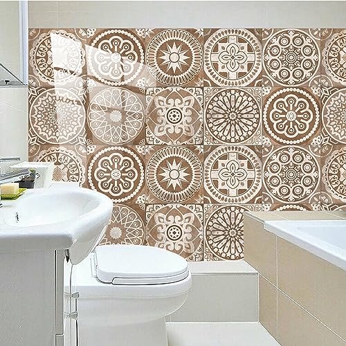 Fliesenaufkleber Bad 15x15 CM Braun 3D Selbstklebende Deko Wandaufkleber Fliesensticker für Küche und Badzimmer Vinyl Selbstklebend Wasserdichtküchenrückwand（10 Stück） von LWLFC
