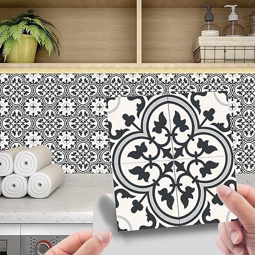 Fliesenaufkleber Bad 15x15 CM Schwarz Weiß 3D Selbstklebende Deko Wandaufkleber Fliesensticker für Küche und Badzimmer Vinyl Selbstklebend Wasserdichtküchenrückwand（10 Stück） von LWLFC