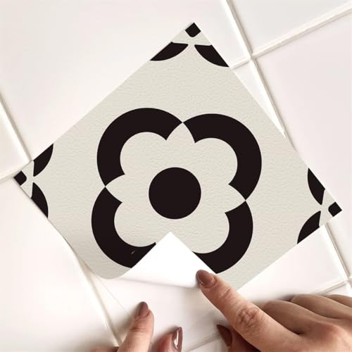 Fliesenaufkleber Bad 15x15 CM Schwarze Blumen 3D Selbstklebende Deko Wandaufkleber Fliesensticker für Küche und Badzimmer Vinyl Selbstklebend Wasserdichtküchenrückwand Fliesenaufkleber Bad 15x15 CM Schwarze Blumen 3D Selbstklebende Deko Wandaufkleber Fliesensticker für Küche und Badzimmer Vinyl Selbstklebend Wasserdichtküchenrückwand von LWLFC