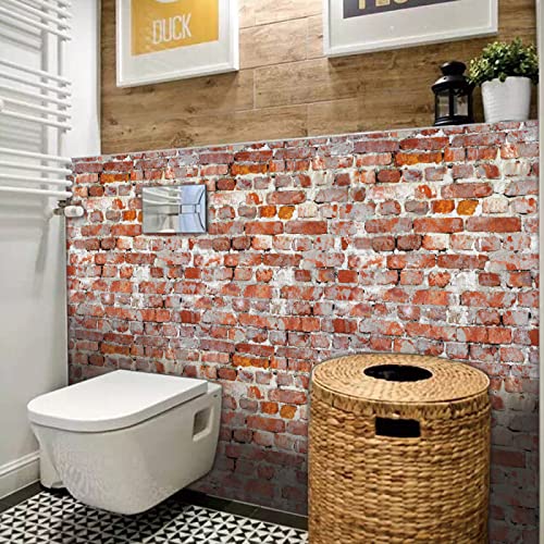 Fliesenaufkleber Bad 15x15 Roter Ziegelstein Klebefliesen Küchenrückwand Folie Selbstklebende Fliesen Fliesenaufkleber Küche Badezimmer Fliesenfolie Vinyl Selbstklebend Wasserdicht（20p） von LWLFC