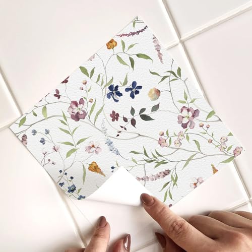 Fliesenaufkleber Bad 20x20 CM Blumen Und Blätter 3D Selbstklebende Deko Wandaufkleber Fliesensticker für Küche und Badzimmer Vinyl Selbstklebend Wasserdichtküchenrückwand Fliesenaufkleber Bad 20x20 CM Blumen Und Blätter 3D Selbstklebende Deko Wandaufkleber Fliesensticker für Küche und Badzimmer Vinyl Selbstklebend Wasserdichtküchenrückwand von LWLFC