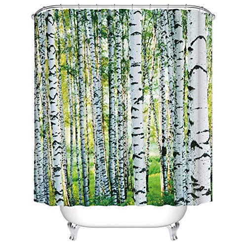 LWLFC Duschvorhang 180X180 Weiße Birke Duschvorhang Anti-Schimmel und Wasserabweisend Shower Curtain, Duschvorhänge mit 12 Haken,Duschvorhang Textil Waschbar,Polyester LWLFC Duschvorhang 180X180 Weiße Birke Duschvorhang Anti-Schimmel und Wasserabweisend Shower Curtain, Duschvorhänge mit 12 Haken,Duschvorhang Textil Waschbar,Polyester von LWLFC
