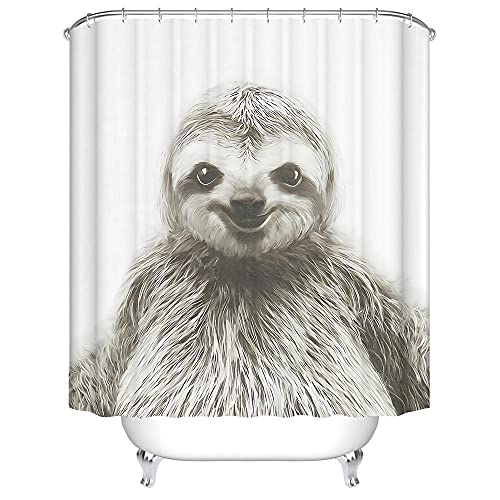 LWLFC Duschvorhang 180X180 Weißes Faultier Duschvorhang Anti-Schimmel und Wasserabweisend Shower Curtain, Duschvorhänge mit 12 Haken,Duschvorhang Textil Waschbar,Polyester LWLFC Duschvorhang 180X180 Weißes Faultier Duschvorhang Anti-Schimmel und Wasserabweisend Shower Curtain, Duschvorhänge mit 12 Haken,Duschvorhang Textil Waschbar,Polyester von LWLFC