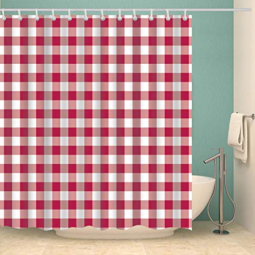 LWLFC Duschvorhang 180X220 Rot Weiß Kariert Duschvorhang Anti-Schimmel und Wasserabweisend Shower Curtain, Duschvorhänge mit 12 Haken,Duschvorhang Textil Waschbar,Polyester LWLFC Duschvorhang 180X220 Rot Weiß Kariert Duschvorhang Anti-Schimmel und Wasserabweisend Shower Curtain, Duschvorhänge mit 12 Haken,Duschvorhang Textil Waschbar,Polyester von LWLFC