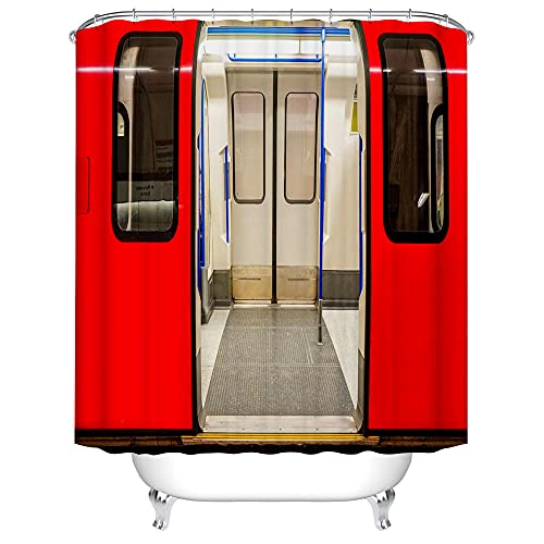 LWLFC Duschvorhang 180X220 U-Bahn Fotos Duschvorhang Anti-Schimmel und Wasserabweisend Shower Curtain, Duschvorhänge mit 12 Haken,Duschvorhang Textil Waschbar,Polyester von LWLFC