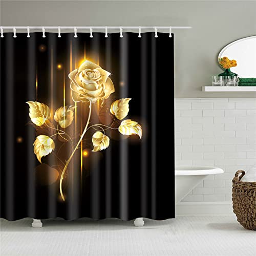 LWLFC Duschvorhang 240X200 Goldene Rose Duschvorhänge Anti Schimmel und Wasserabweisend Shower Curtain mit 12 Duschvorhangringen Polyester Duschvorhang LWLFC Duschvorhang 240X200 Goldene Rose Duschvorhänge Anti Schimmel und Wasserabweisend Shower Curtain mit 12 Duschvorhangringen Polyester Duschvorhang von LWLFC