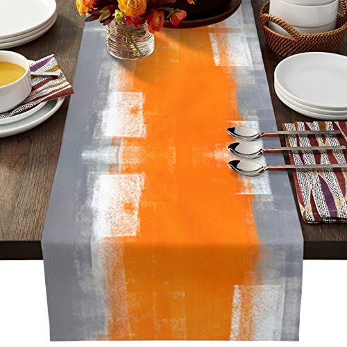 LWLFC Tischläufer Orange Tischläufer Modern mit Quasten für Esszimmer Outdoor Urlaub Party Dekoration,Waschbar Tischdecke Couchtisch Tuch 30x220cm von LWLFC