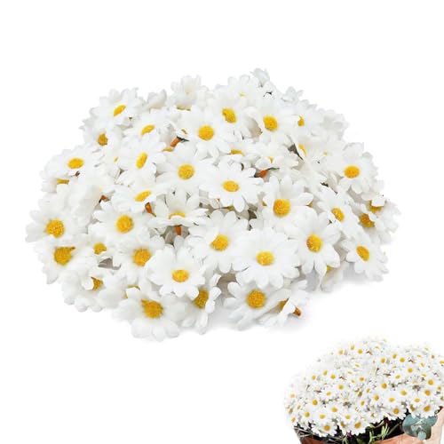 LWLWA 200 Stück Blumen Künstlich, Hohler Kurzer Stiel Filzblumen Deko, Durchmesser 4cm Deko Blumen, Gelber Innenkern, für Hochzeitsblumen Ansteckblumen Blumenaccessoires Verwendet Werden von LWLWA