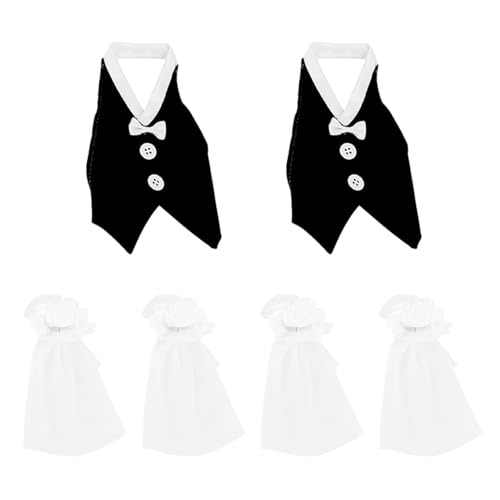 6 Stück Hochzeits Weinflaschen dekorieren Set, LWLWA Polyester Hochzeit Deko für Flaschen, Hochzeitskleid-Stil Flaschen Deko, für Valentinstag, Hochzeiten, Verlobungsfeiern von LWLWA