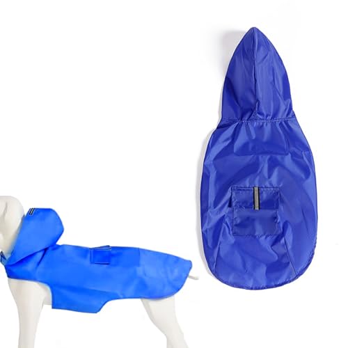 LWLWA Regenjacke Hund, Blau Regencape für Hunde, Hunde Regenjacke mit Reflektierenden Streifen, Selbstklebender Hunderegenmantel mit Taschen, für Hunde zum Ausgehen in Regnerischen Nächten(XXL-Größe) von LWLWA