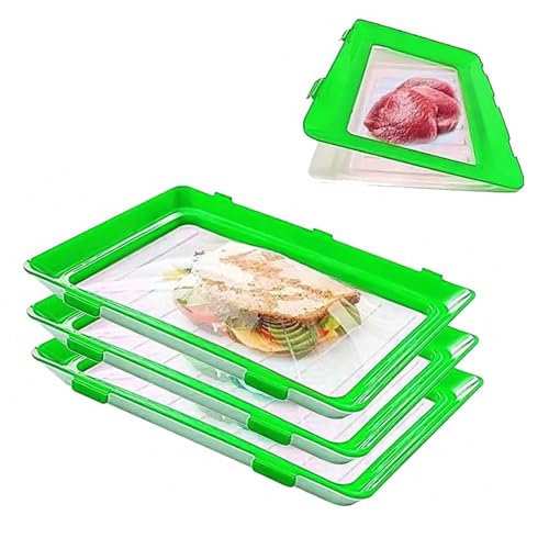 LWLWA Wiederverwendbares Einmachtablett 3 Stück, Vakuumkonservierung Wurstdosen Stapelbar, Abnehmbar Aufschnittboxen für Kühlschrank, zur Konservierung und Lagerung Obst Gemüse, Steaks von LWLWA