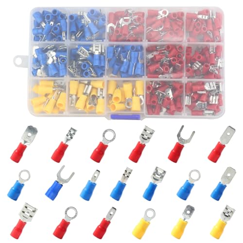 320tlg. Kabelschuhe Set, Crimp Terminal Flachstecker Flachsteckhülsen und Gabelkabelschuhe Steckverbinder Isolierte Kabelschuhe Crimpverbinder Terminals Stoßverbinder Quetschverbinder Set 320tlg. Kabelschuhe Set, Crimp Terminal Flachstecker Flachsteckhülsen und Gabelkabelschuhe Steckverbinder Isolierte Kabelschuhe Crimpverbinder Terminals Stoßverbinder Quetschverbinder Set von LWMLWM