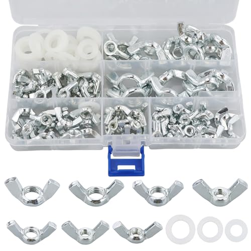 LWMLWM Flügelmutter M3-M12 Sortiment Kit für DIY Tools - 130 Teile - Edelstahl - ISO Metric Rechtsgewinde - Industrial Grade von LWMLWM