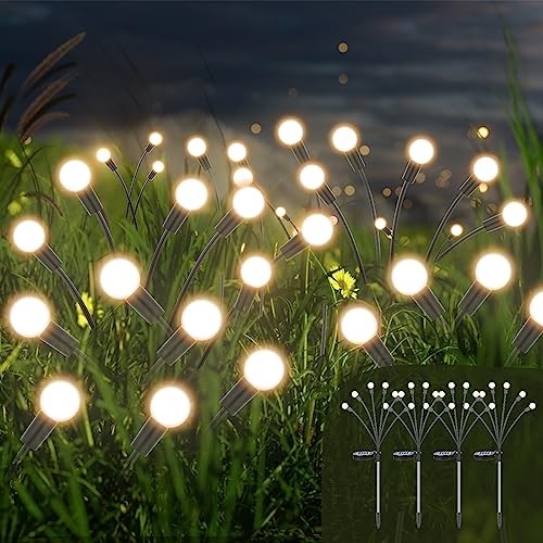 Firefly Solar Gartenleuchten,4 Stück Glühwürmchen Lichter Wasserdicht Swinging Garten Lichter,Swinging Solar Pathway Lights Solarleuchten für Garten für Garten, Außenbereich, Hof Dekorative von LWMTT