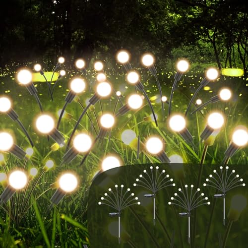 Firefly Solar Gartenleuchten,4 Stück Glühwürmchen Lichter Wasserdicht Swinging Garten Lichter,Swinging Solar Pathway Lights Solarleuchten für Garten für Garten, Außenbereich, Hof Dekorative (40LED) von LWMTT