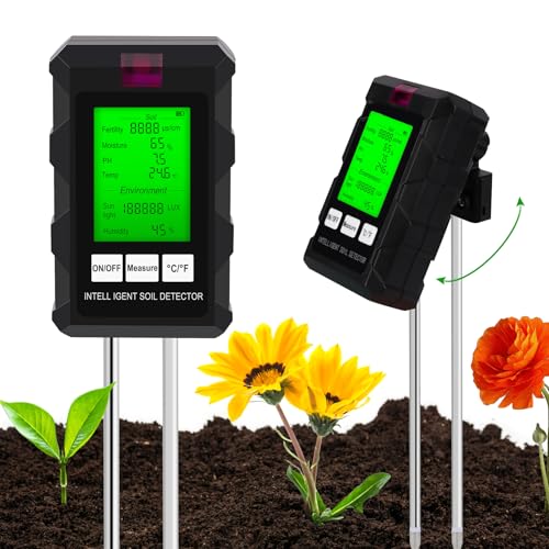 LWMTT 6 in 1 pH Bodentestgerät, Feuchtigkeitsmessgerät Pflanzen mit LCD-Display, für Gartenarbeit/Topfpflanze von LWMTT