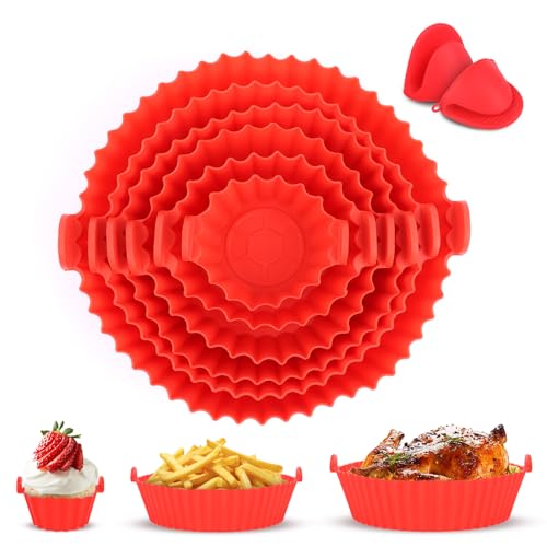 LWMTT 8 Stück Silikonform Heißluftfritteuse Air Fryer Silikon Pot Liners mit Handschuhen Heißluftfritteuse Silikonform Wiederverwendbar Airfryer Silikonform für Air Fryer Ofen Mikrowelle LWMTT 8 Stück Silikonform Heißluftfritteuse Air Fryer Silikon Pot Liners mit Handschuhen Heißluftfritteuse Silikonform Wiederverwendbar Airfryer Silikonform für Air Fryer Ofen Mikrowelle von LWMTT