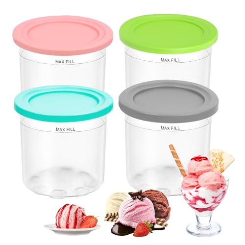 LWMTT Eisbehälter Mit Deckel,4pcs Set Creami Behälter für die Ninja Creami Eismaschine,BPA-frei, Spülmaschinenfest, Auslaufsicher,Tubs Zubehör für NC299AMZ C300s Series von LWMTT