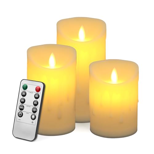 LWMTT LED Kerzen 3er Set LED Kerzen mit Timerfunktion Elektrische Kerzenhalter mit Fernbedienung 10x12.5x15cm LED Kerze mit Wachsöl-Effekt und Tanzenden Flamme Batteriebetrieben Flammenlose Kerzen LWMTT LED Kerzen 3er Set LED Kerzen mit Timerfunktion Elektrische Kerzenhalter mit Fernbedienung 10x12.5x15cm LED Kerze mit Wachsöl-Effekt und Tanzenden Flamme Batteriebetrieben Flammenlose Kerzen von LWMTT