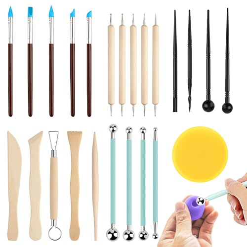 Modellierwerkzeug 24 Stück Modelierwerkzeugset Ton Keramik Werkzeug Set,Sculpting Polymer Clay Tools Töpfern Werkzeug,Pottery Clay Tool für Skulptur Carving Tool,Profis und Schnitzwerkzeug AnfäNger Modellierwerkzeug 24 Stück Modelierwerkzeugset Ton Keramik Werkzeug Set,Sculpting Polymer Clay Tools Töpfern Werkzeug,Pottery Clay Tool für Skulptur Carving Tool,Profis und Schnitzwerkzeug AnfäNger von LWMTT
